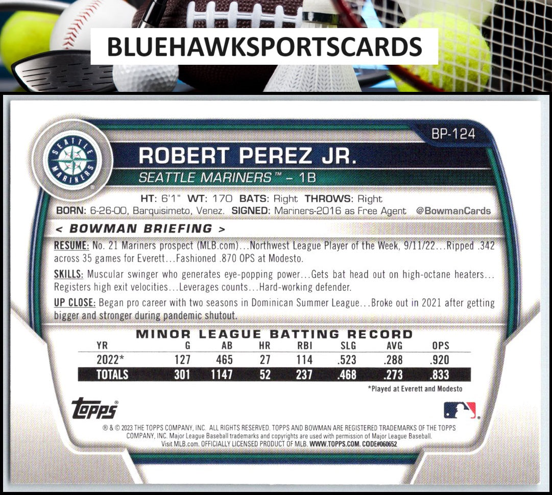 2023 Bowman #BP-124 Robert Perez Jr. Prospects