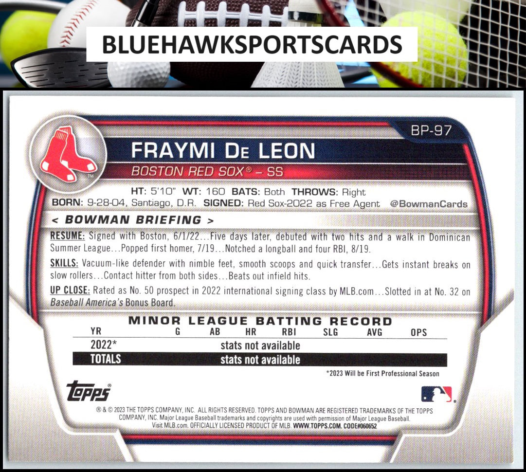 2023 Bowman #BP-97 Fraymi De Leon Prospects