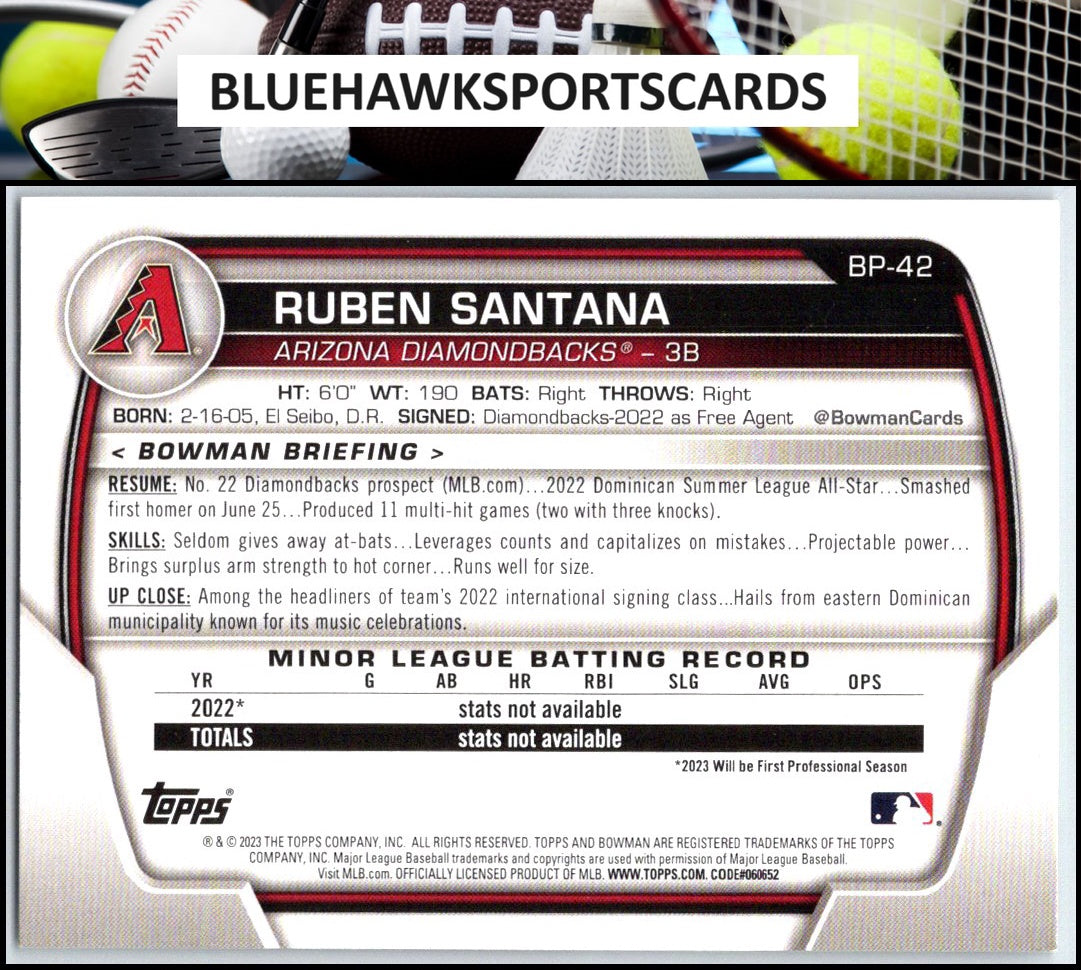 2023 Bowman #BP-42 Ruben Santana Prospects