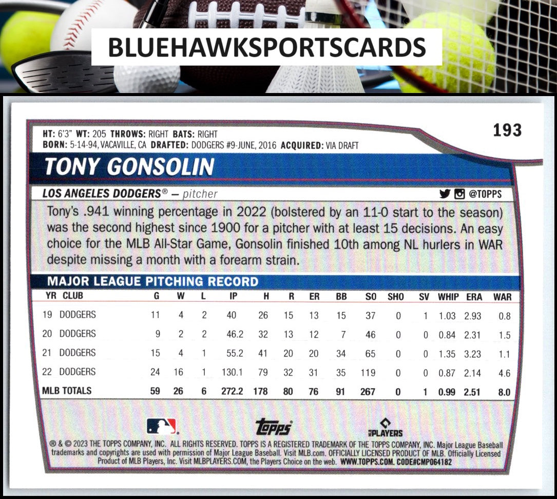 2023 Topps Big League #193 Tony Gonsolin