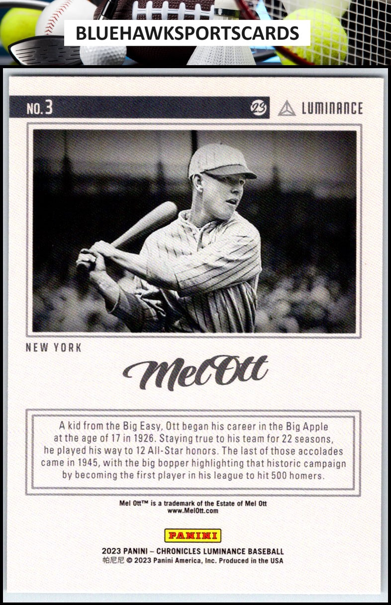 2023 Panini Chronicles #3 Mel Ott Luminance