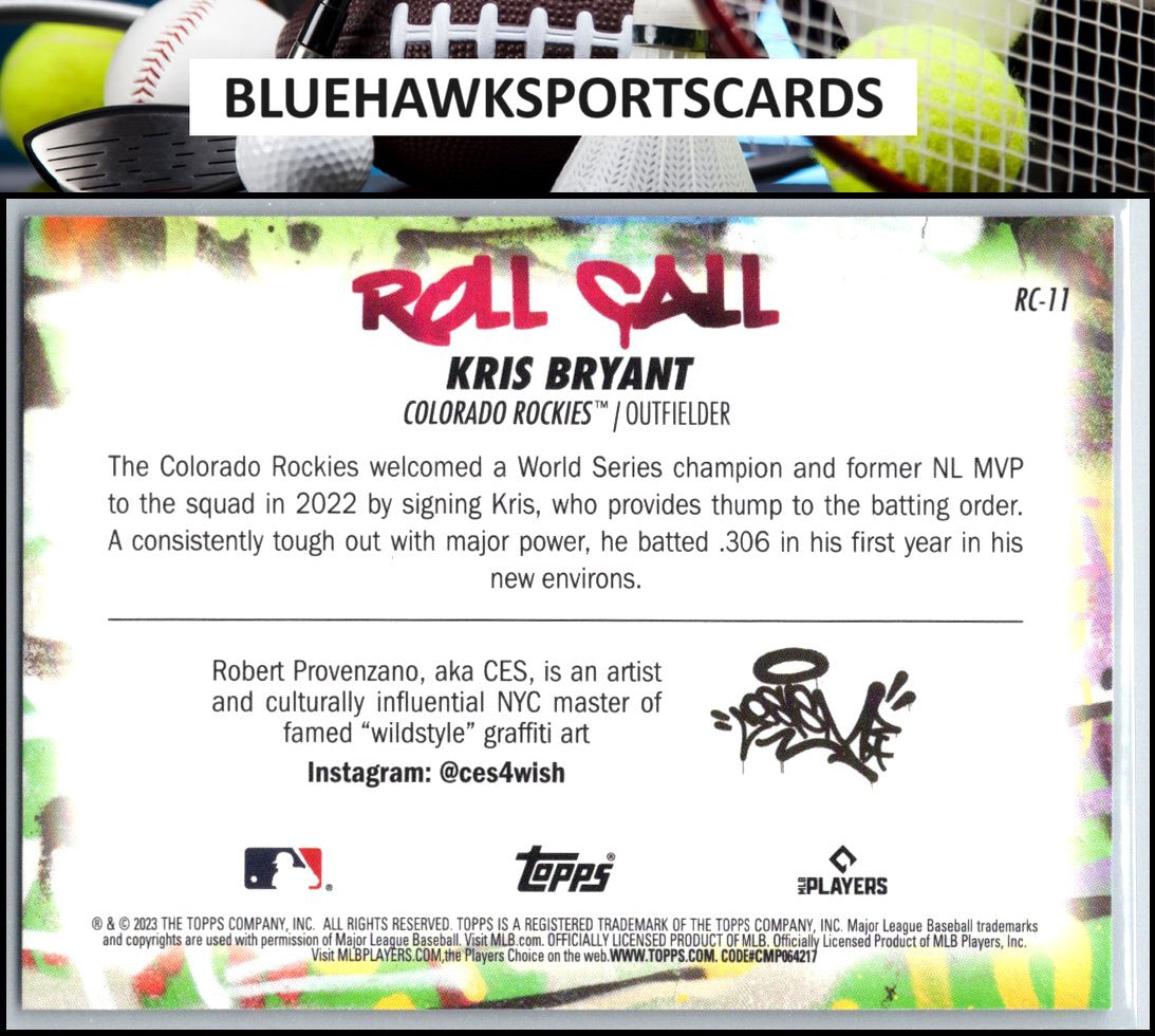 2023 Topps Big League #RC-11 Kris Bryant Roll Call Wildstyle Edition