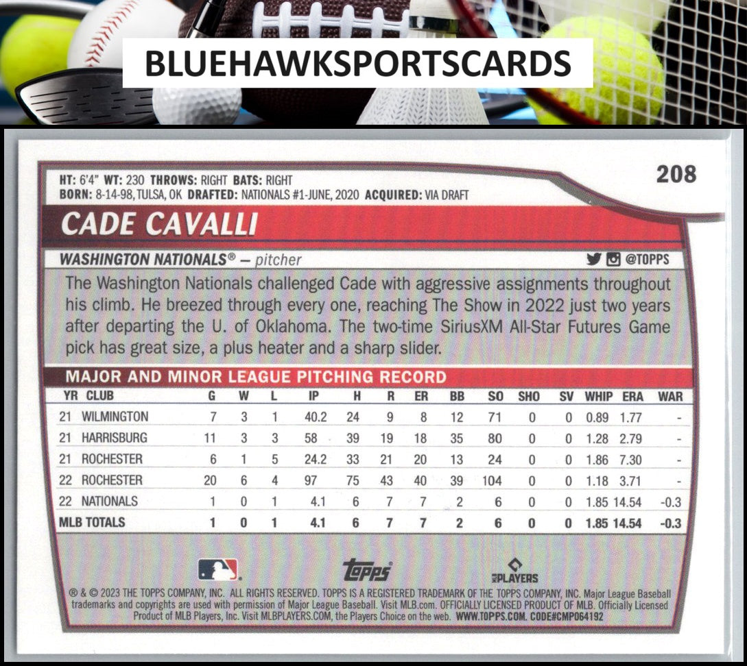 2023 Topps Big League #208 Cade Cavalli