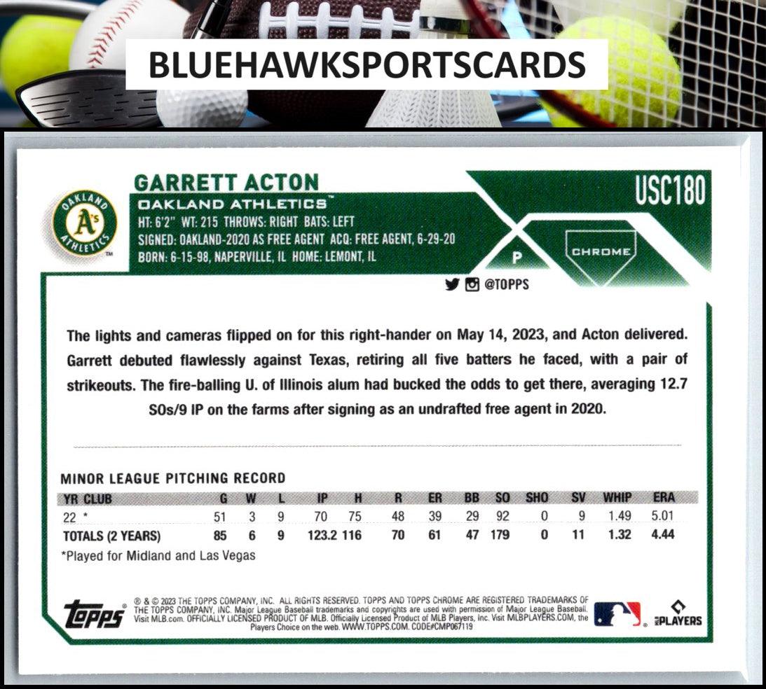 2023 Topps Chrome Update #USC180 Garrett Acton Prism
