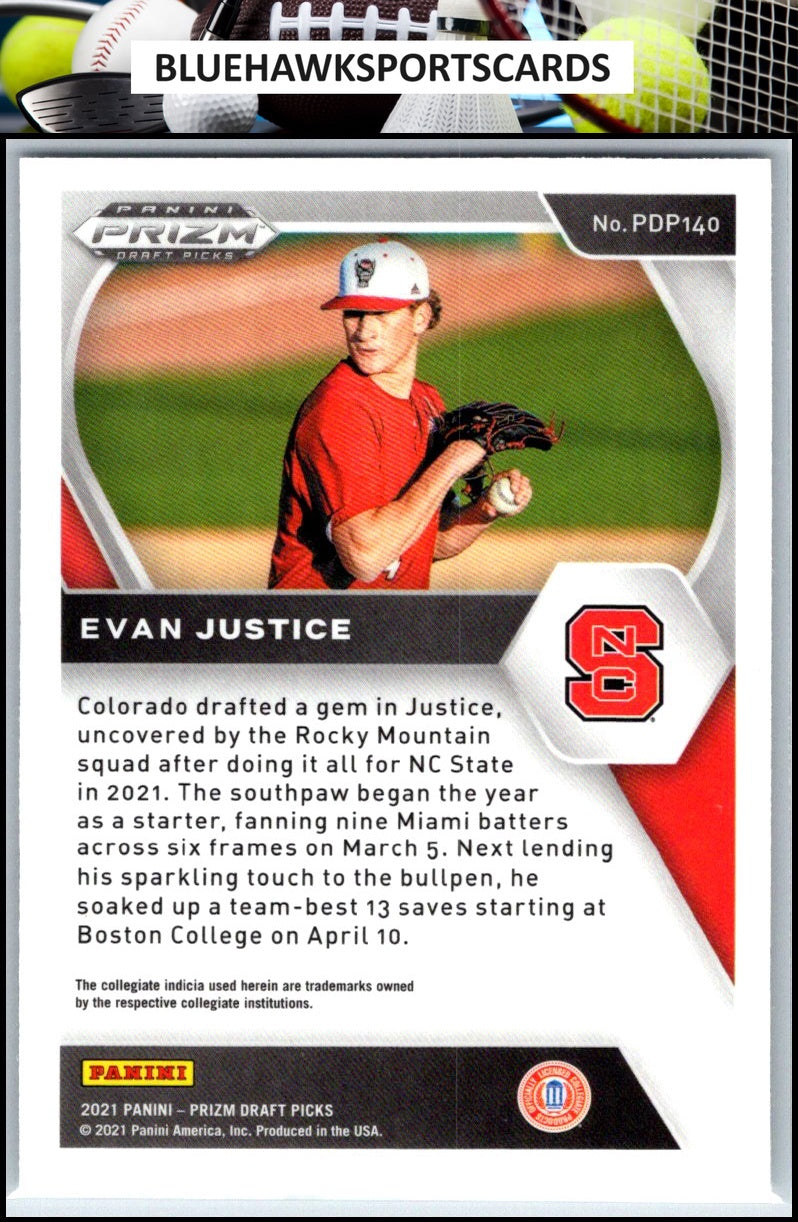 2021 Panini Prizm Draft Picks #PDP140 Evan Justice