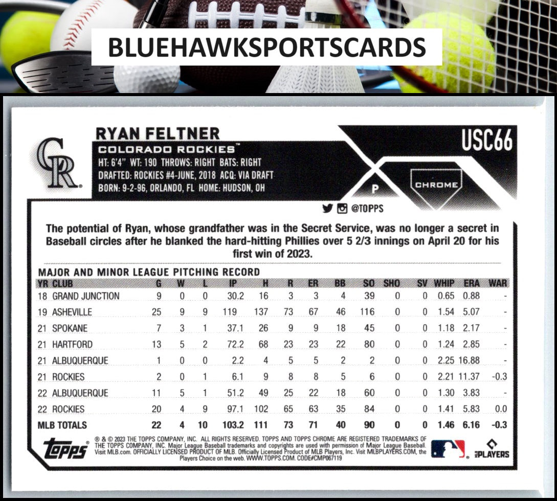 2023 Topps Chrome Update #USC66 Ryan Feltner