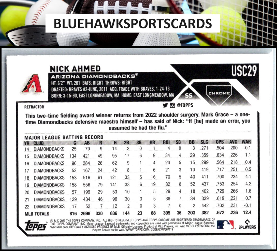2023 Topps Chrome Update #USC29 Nick Ahmed Refractor