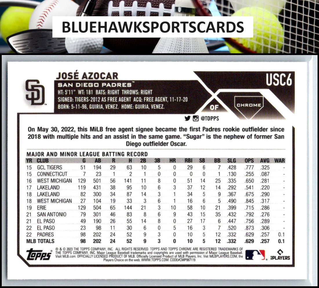 2023 Topps Chrome Update #USC6 José Azocar