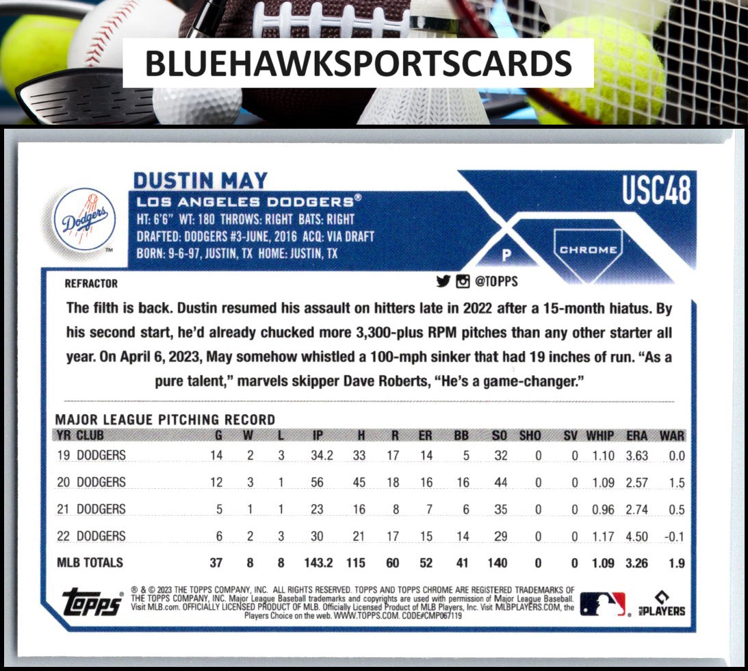 2023 Topps Chrome Update #USC48 Dustin May Refractor