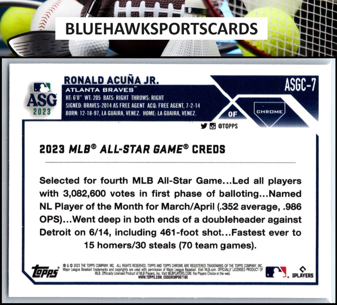 2023 Topps Chrome Update #ASGC-7 Ronald Acuña Jr. 2023 All-Star Game