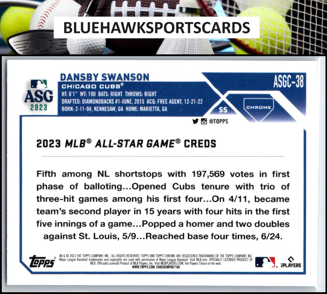 2023 Topps Chrome Update #ASGC-38 Dansby Swanson 2023 All-Star Game