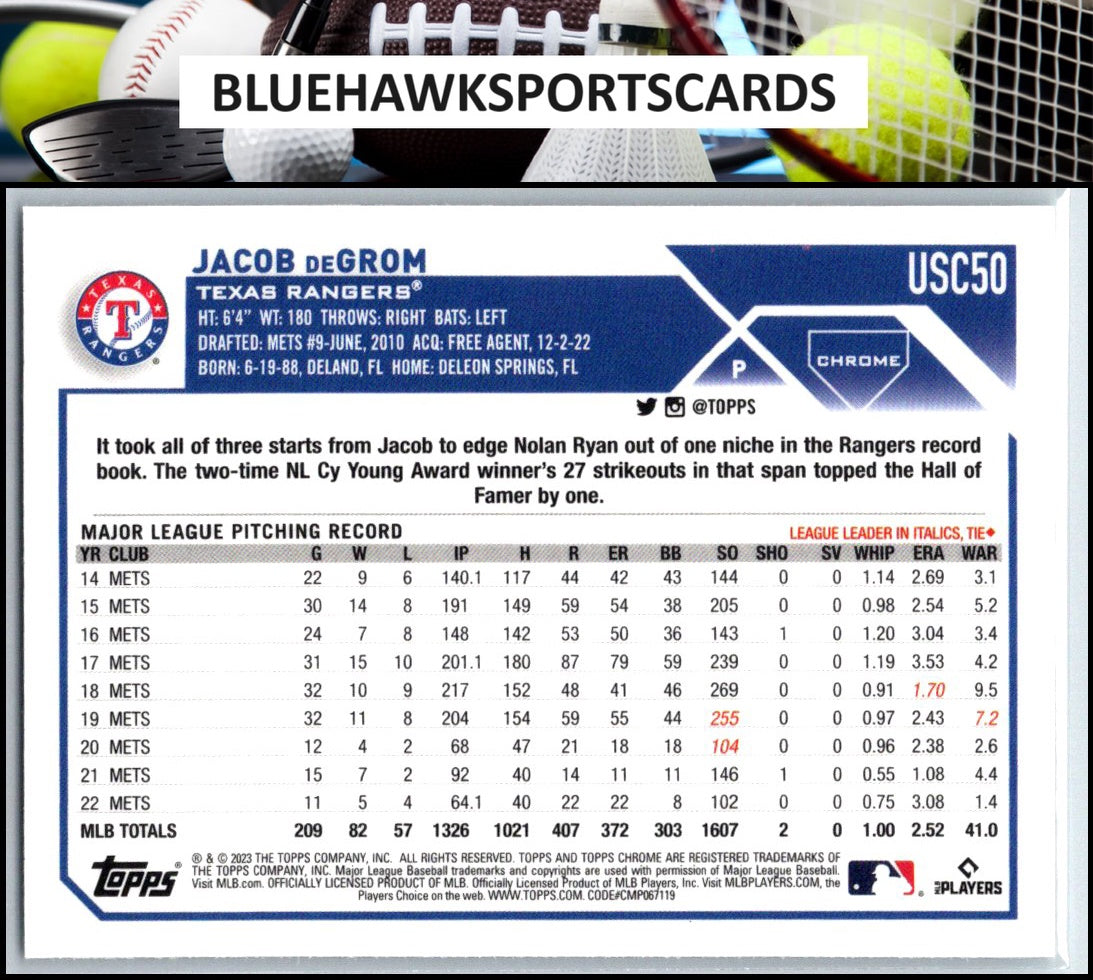2023 Topps Chrome Update #USC50 Jacob deGrom