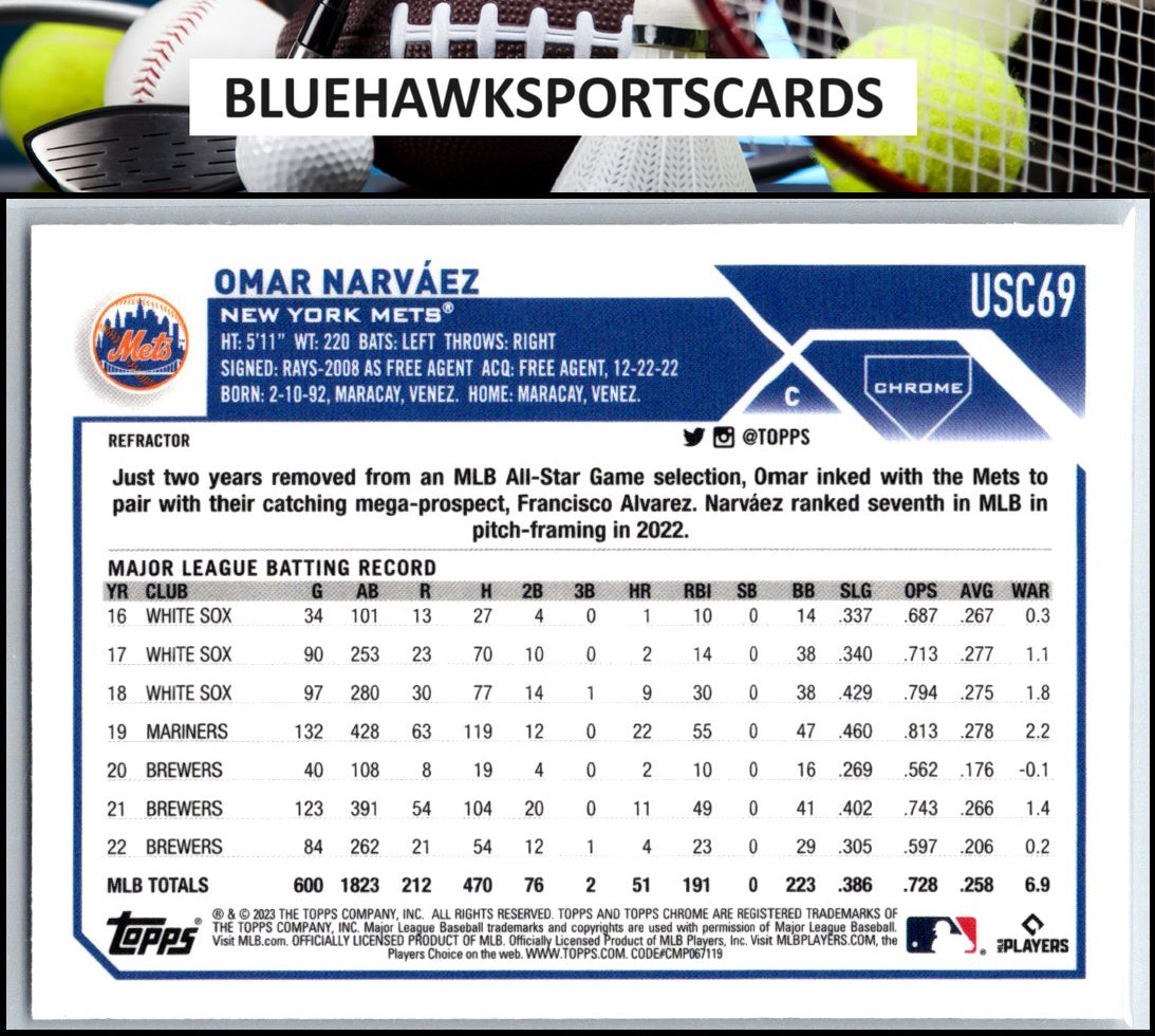 2023 Topps Chrome Update #USC69 Omar Narváez Refractor