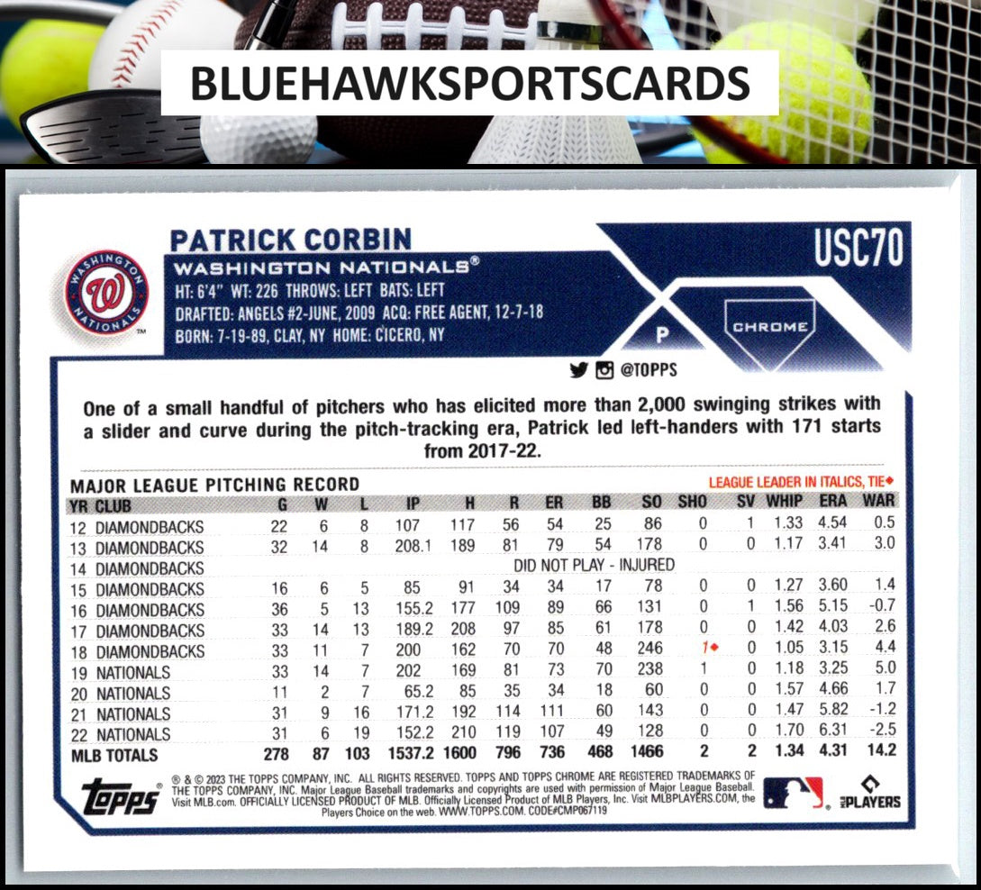 2023 Topps Chrome Update #USC70 Patrick Corbin