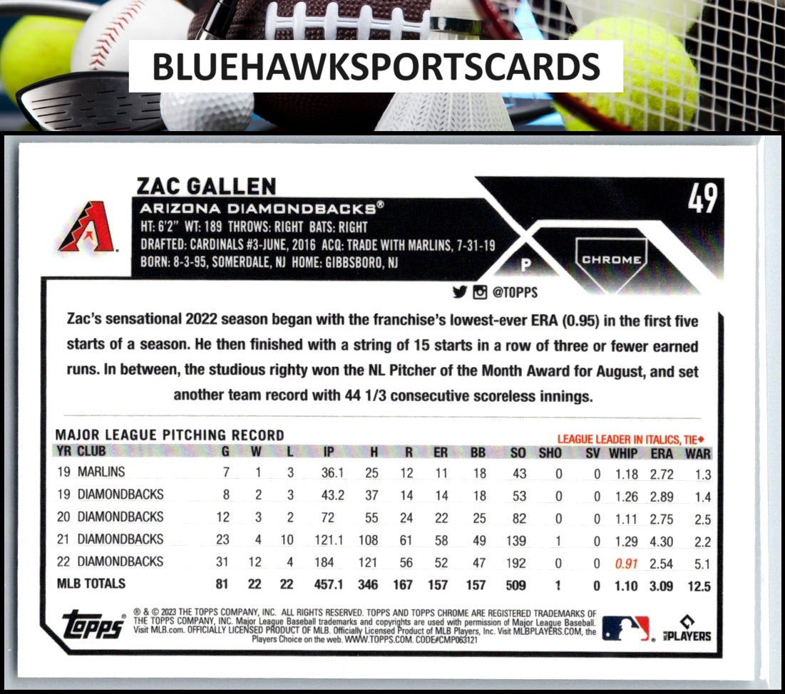 2023 Topps Chrome #49 Zac Gallen