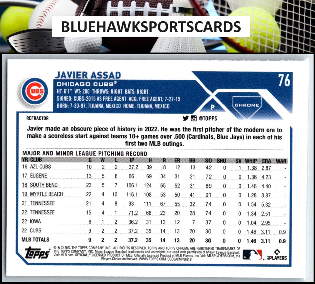 2023 Topps Chrome #76 Javier Assad Refractors