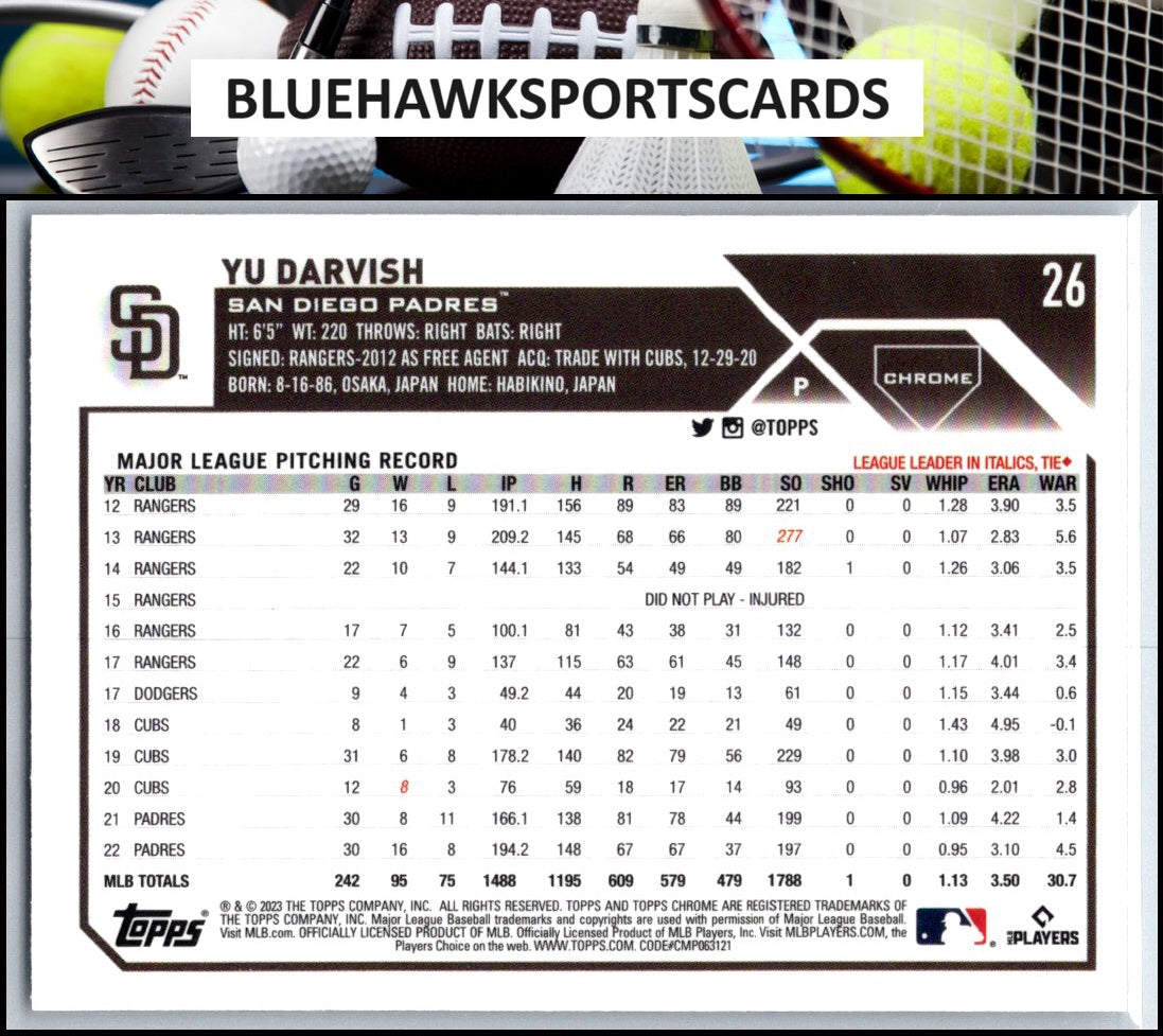 2023 Topps Chrome #26 Yu Darvish