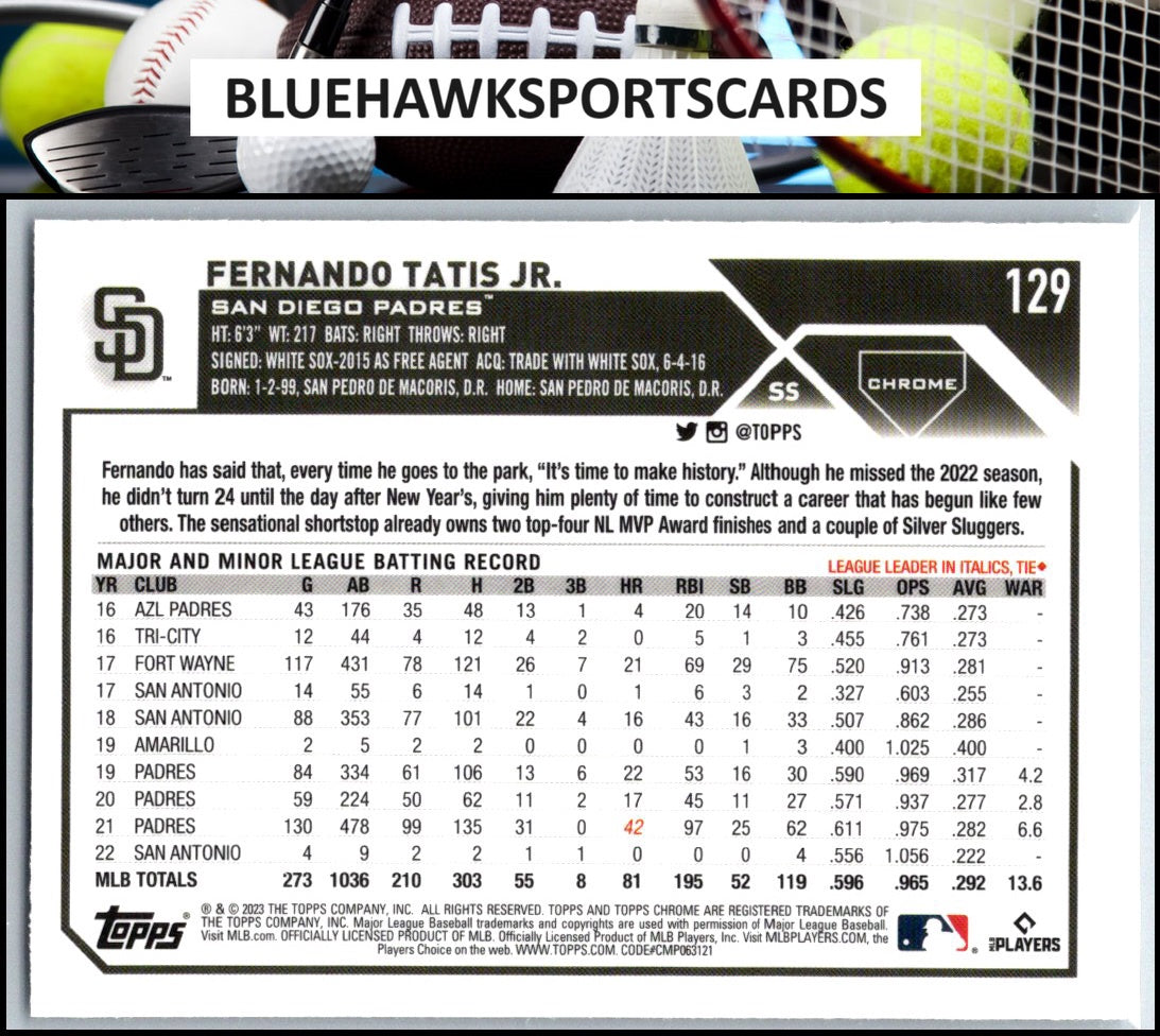 2023 Topps Chrome #129 Fernando Tatis Jr. Sepia Refractors