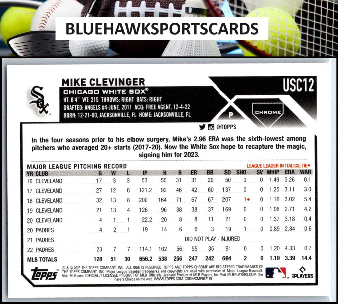 2023 Topps Chrome Update #USC12 Mike Clevinger