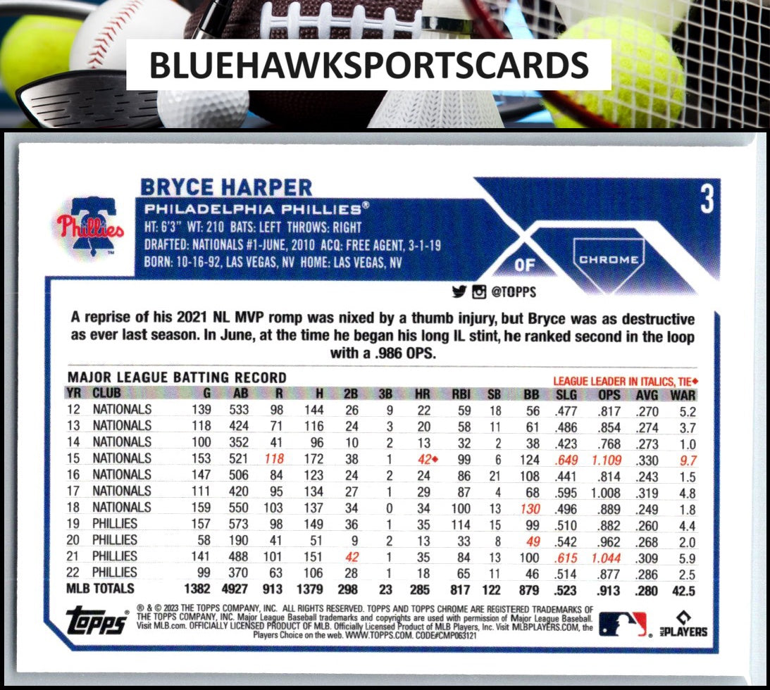 2023 Topps Chrome #3 Bryce Harper