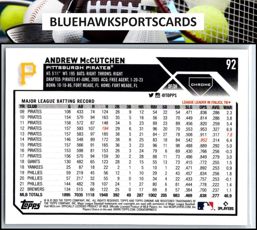 2023 Topps Chrome #92 Andrew McCutchen