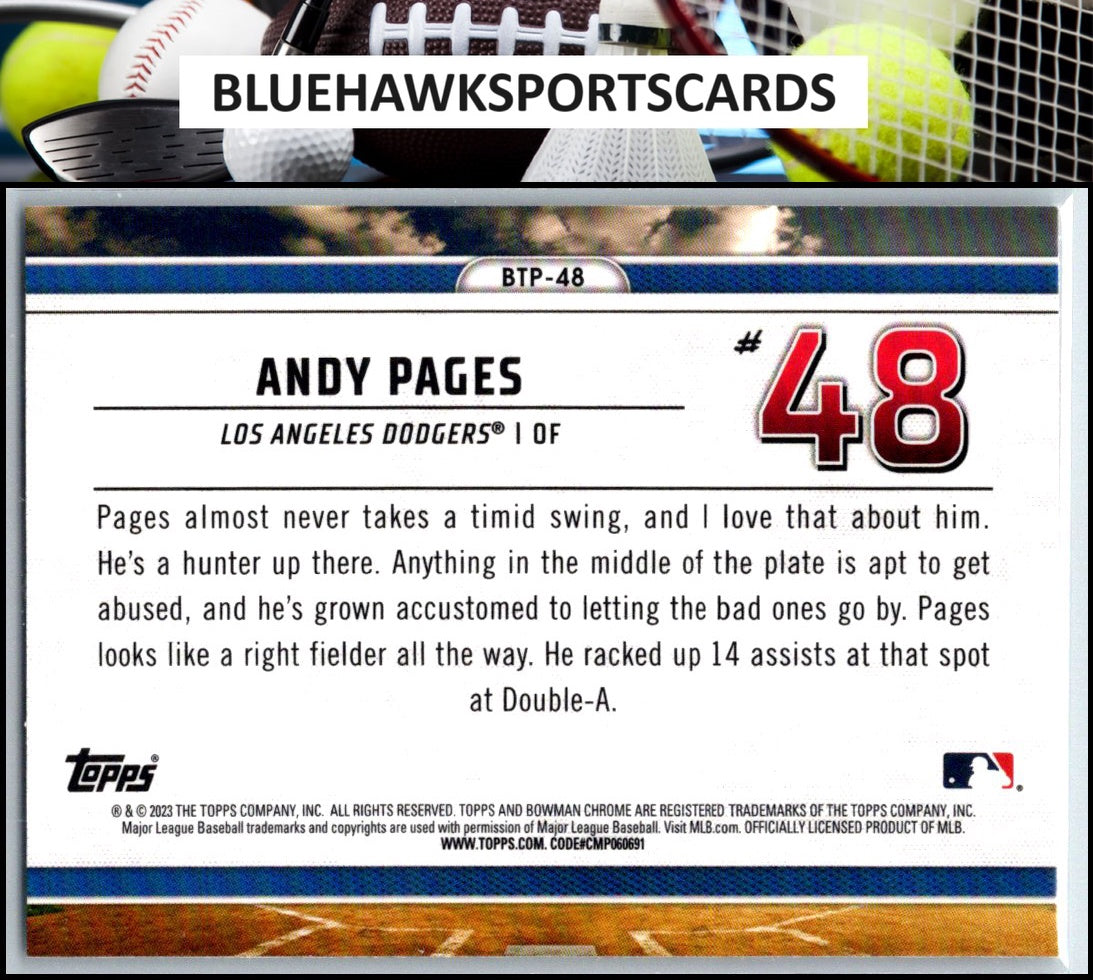 2023 Bowman #BTP-48 Andy Pages Bowman Scouts Top 100