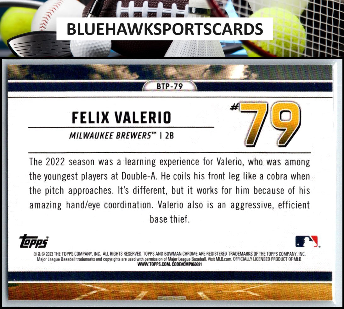 2023 Bowman #BTP-79 Felix Valerio Bowman Scouts Top 100