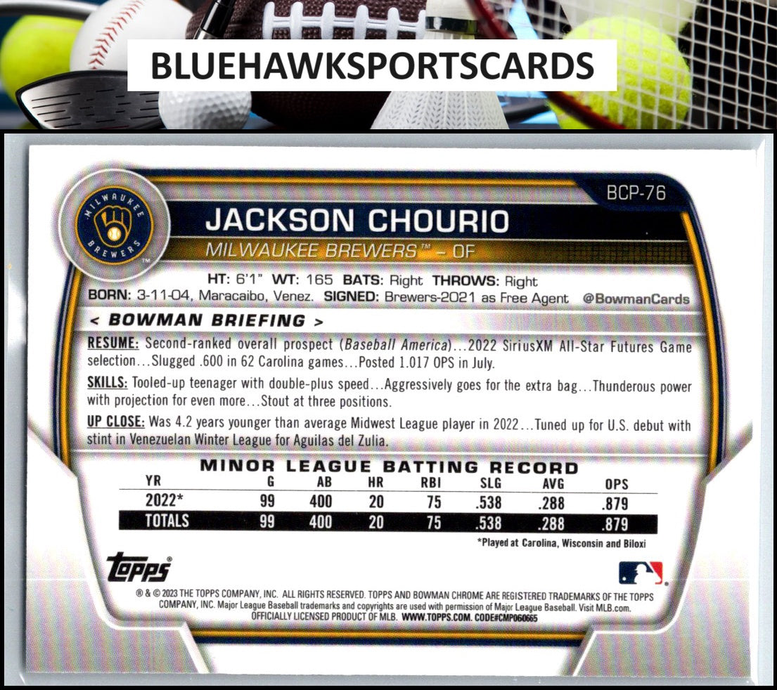 2023 Bowman #BCP-76 Jackson Chourio Chrome Prospects