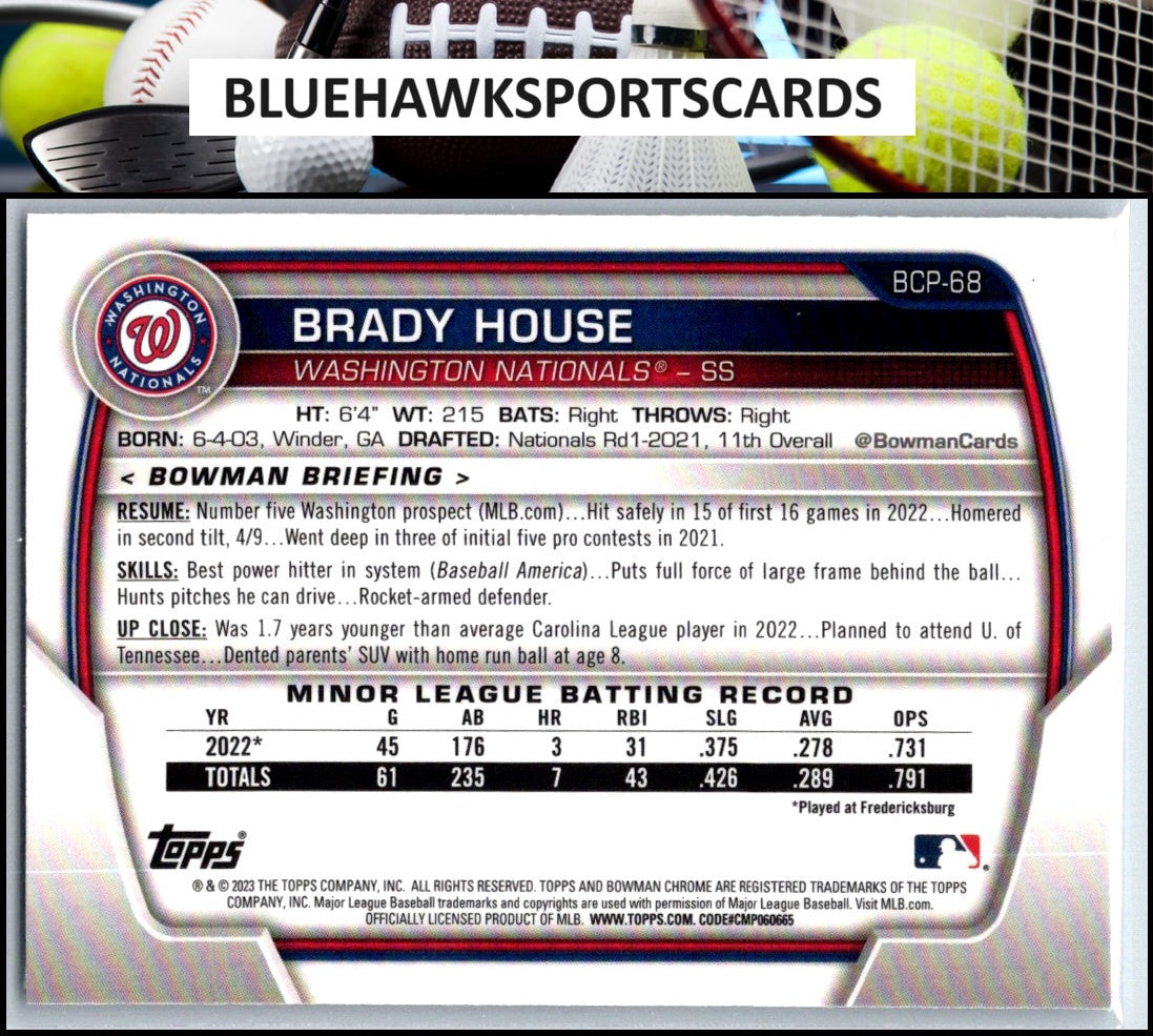 2023 Bowman #BCP-68 Brady House Chrome Prospects