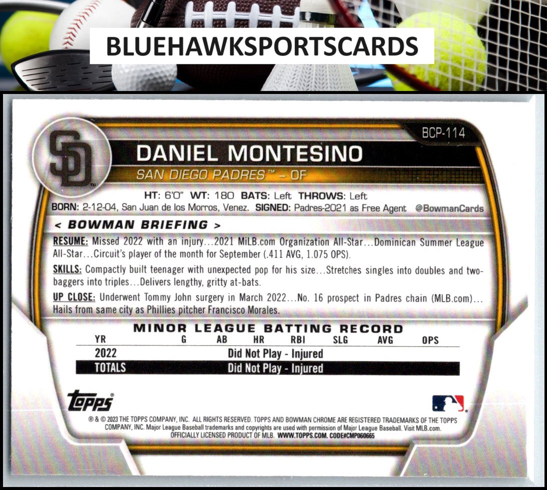 2023 Bowman #BCP-114 Daniel Montesino Chrome Prospects