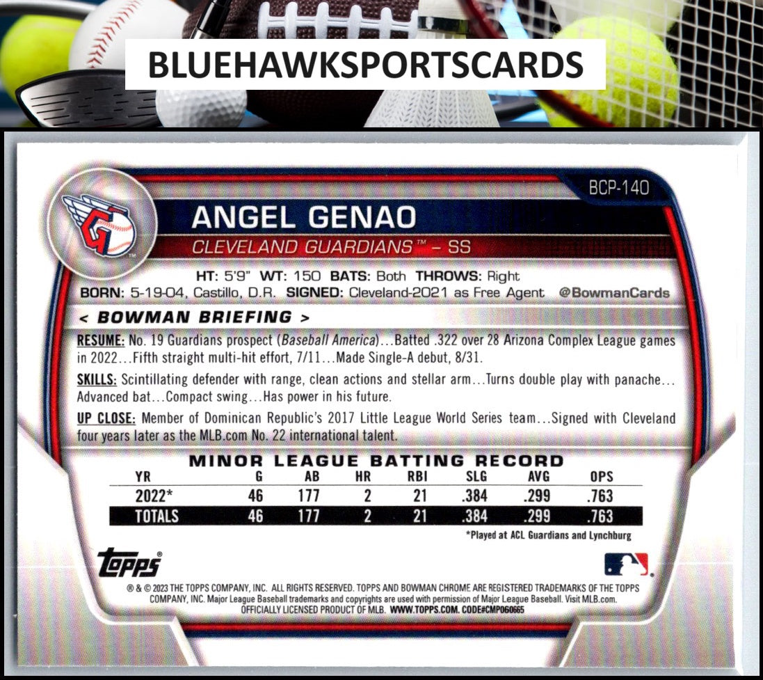 2023 Bowman #BCP-140 Angel Genao Chrome Prospects