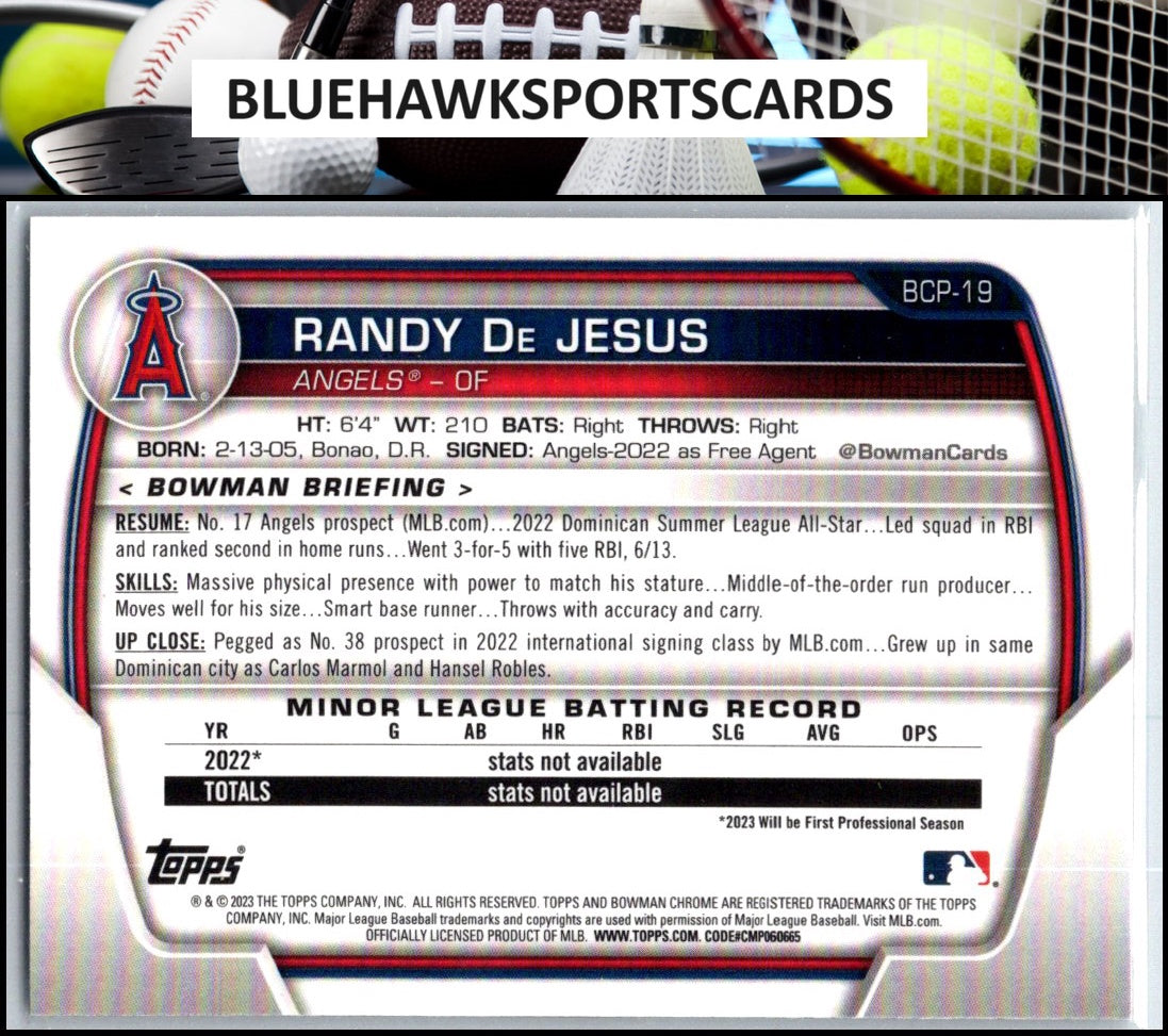 2023 Bowman #BCP-19 Randy De Jesus Chrome Prospects