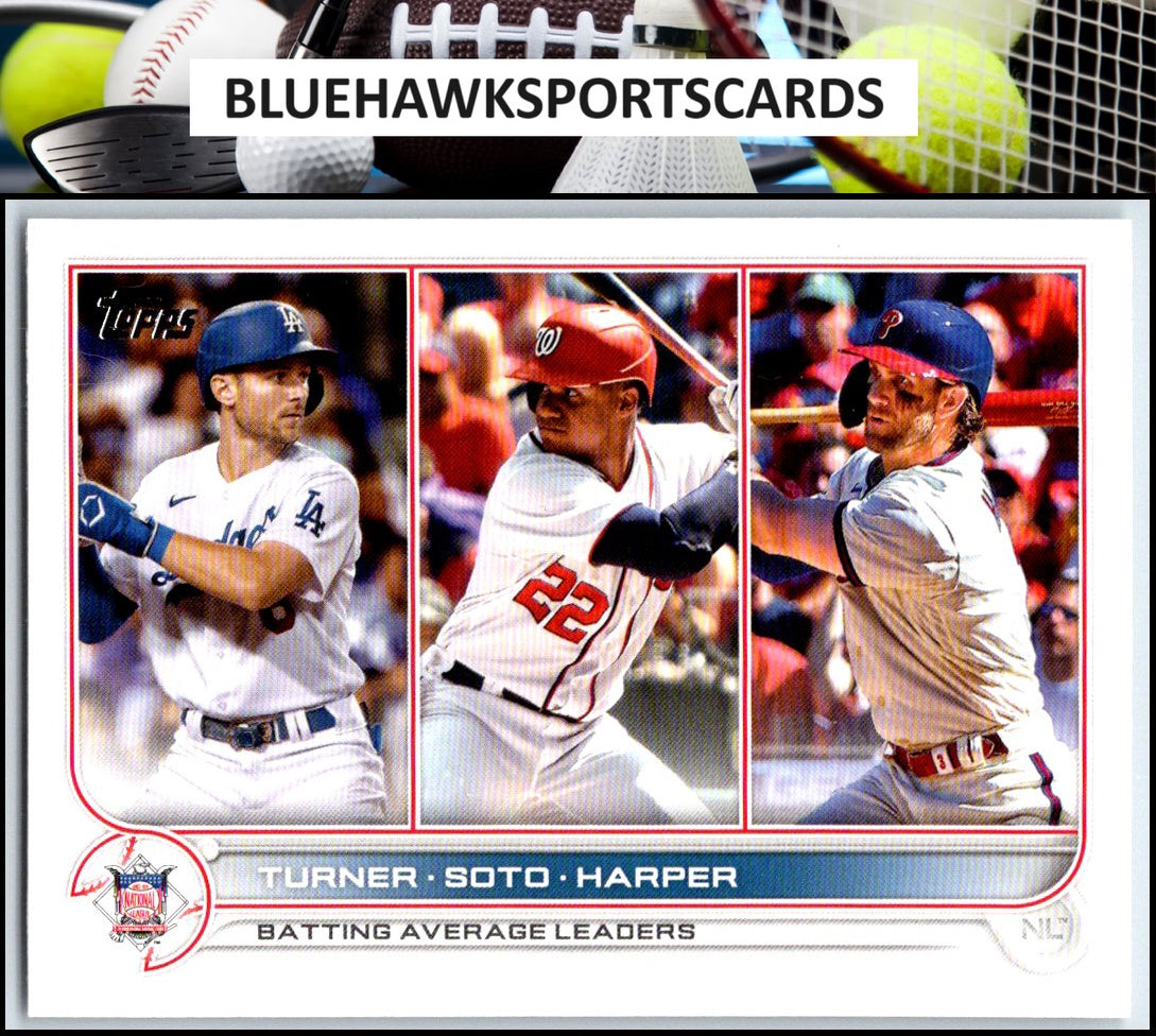 2022 Topps #59 NL Batting Average Leaders (Trea Turner / Juan Soto / Bryce ) LL