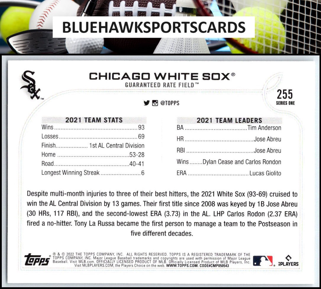 2022 Topps #255 Chicago White Sox