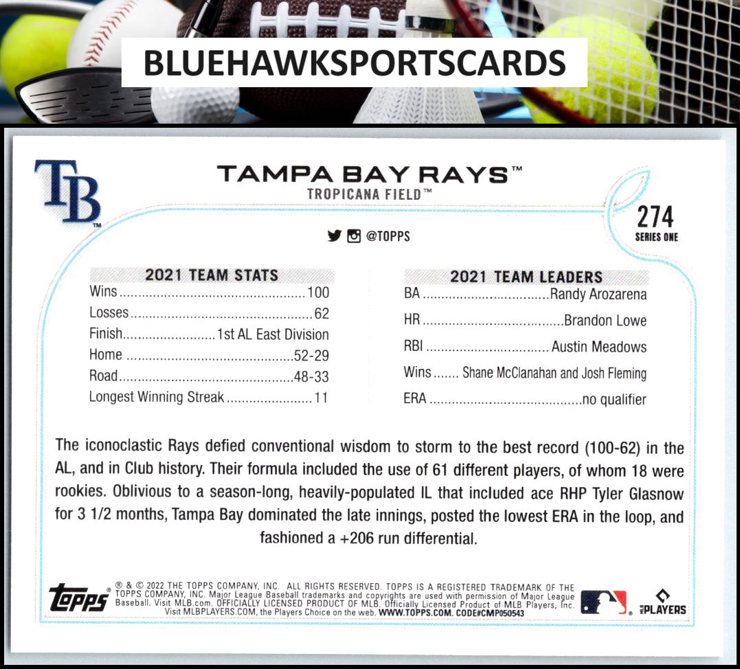 2022 Topps #274 Tampa Bay Rays