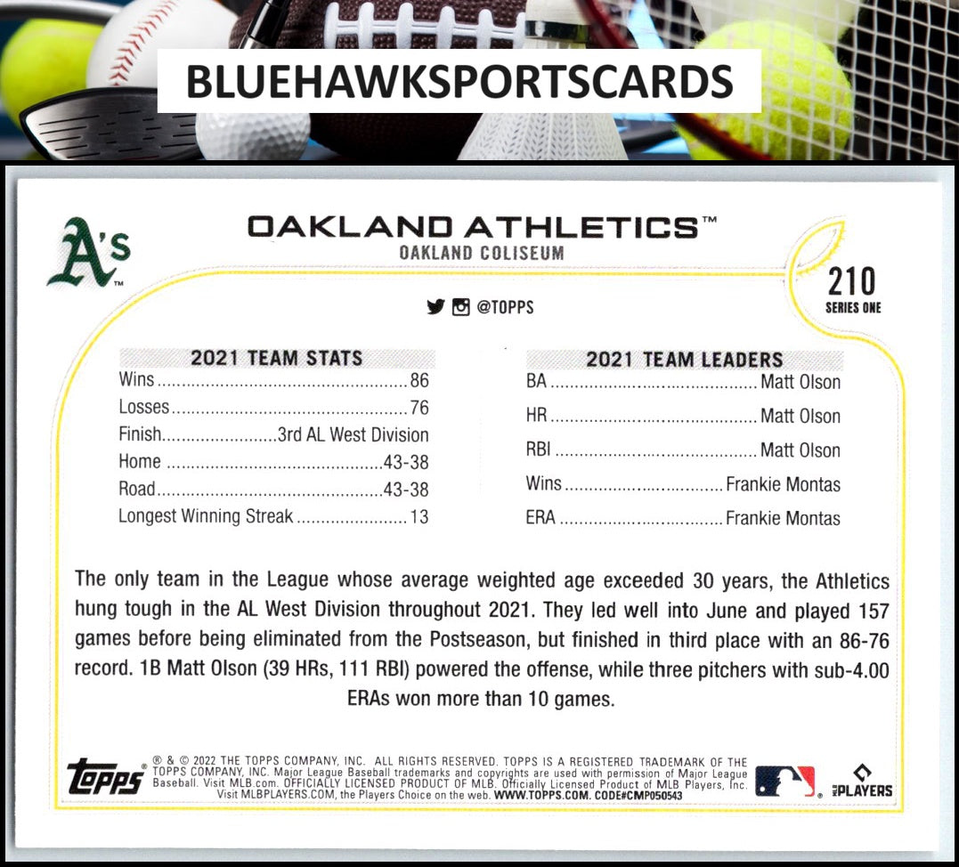 2022 Topps #210 Oakland Athletics