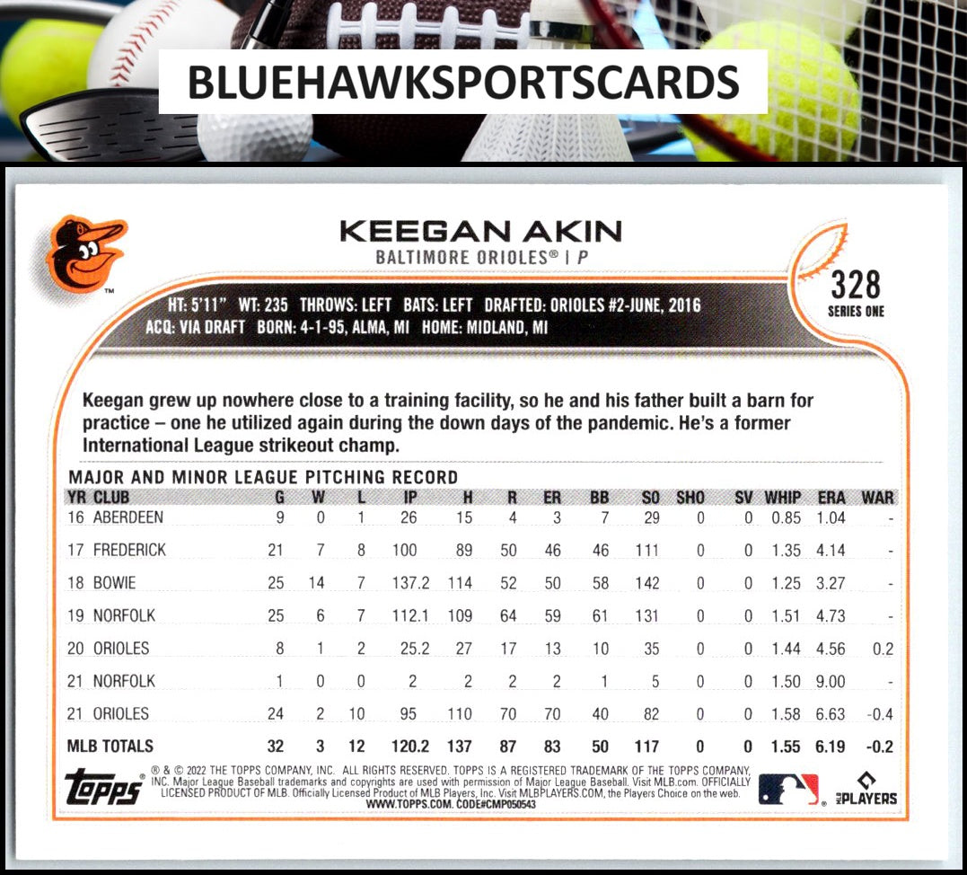 2022 Topps #328 Keegan Akin