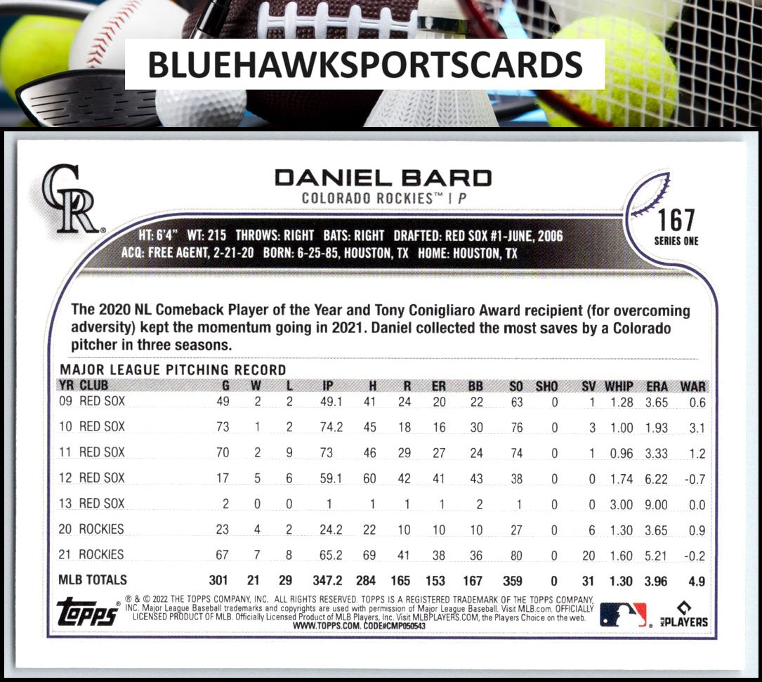 2022 Topps #167 Daniel Bard