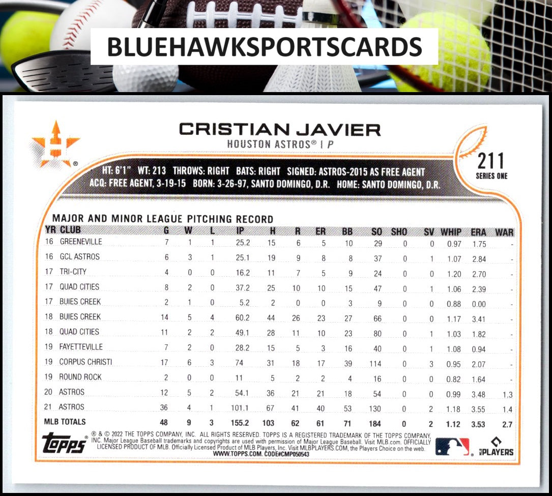 2022 Topps #211 Cristian Javier