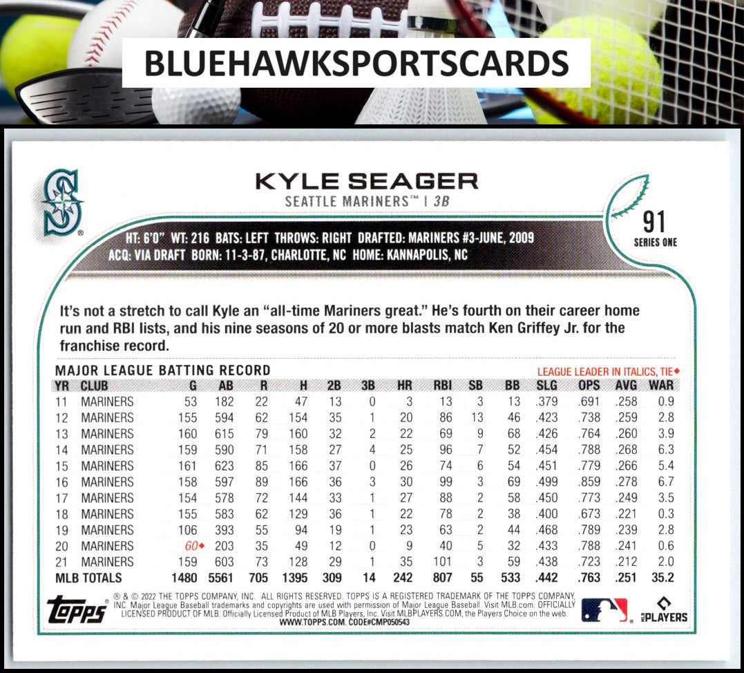 2022 Topps #91 Kyle Seager