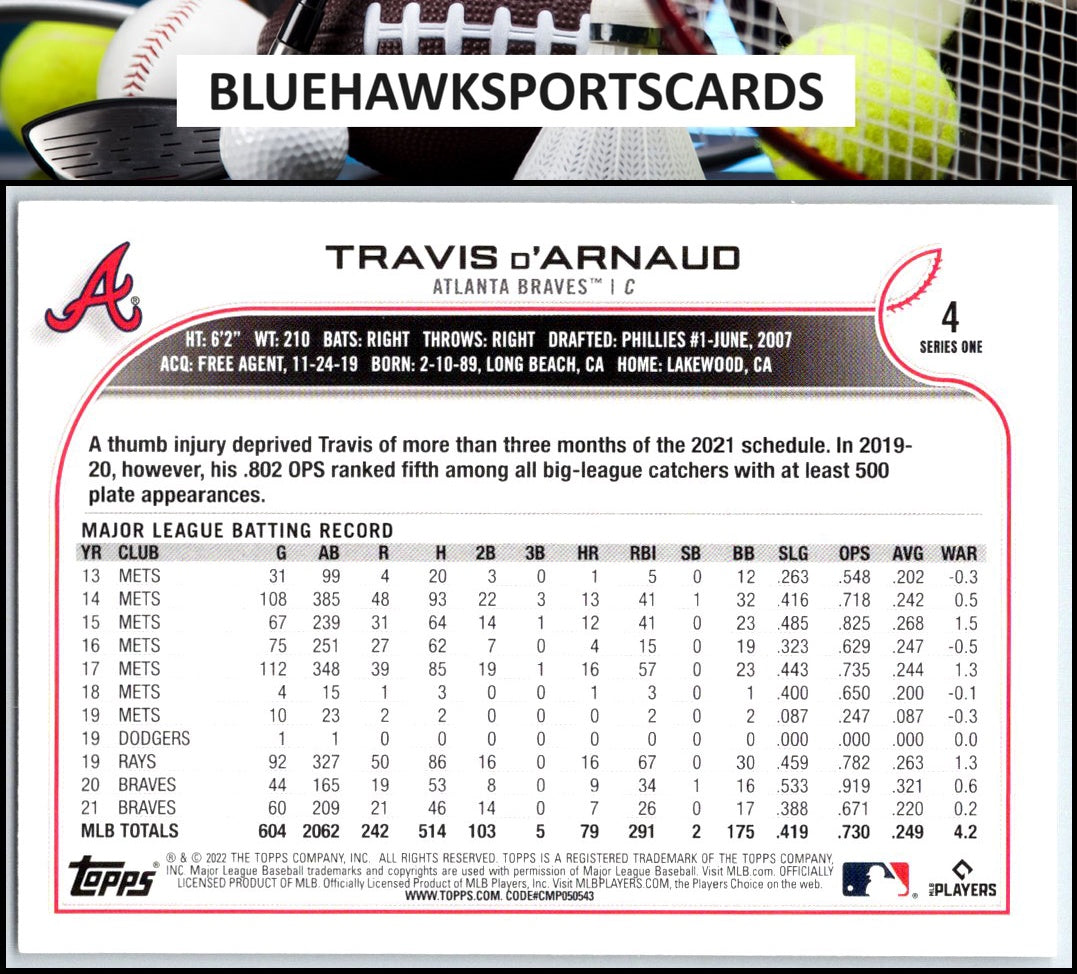 2022 Topps #4 Travis d'Arnaud