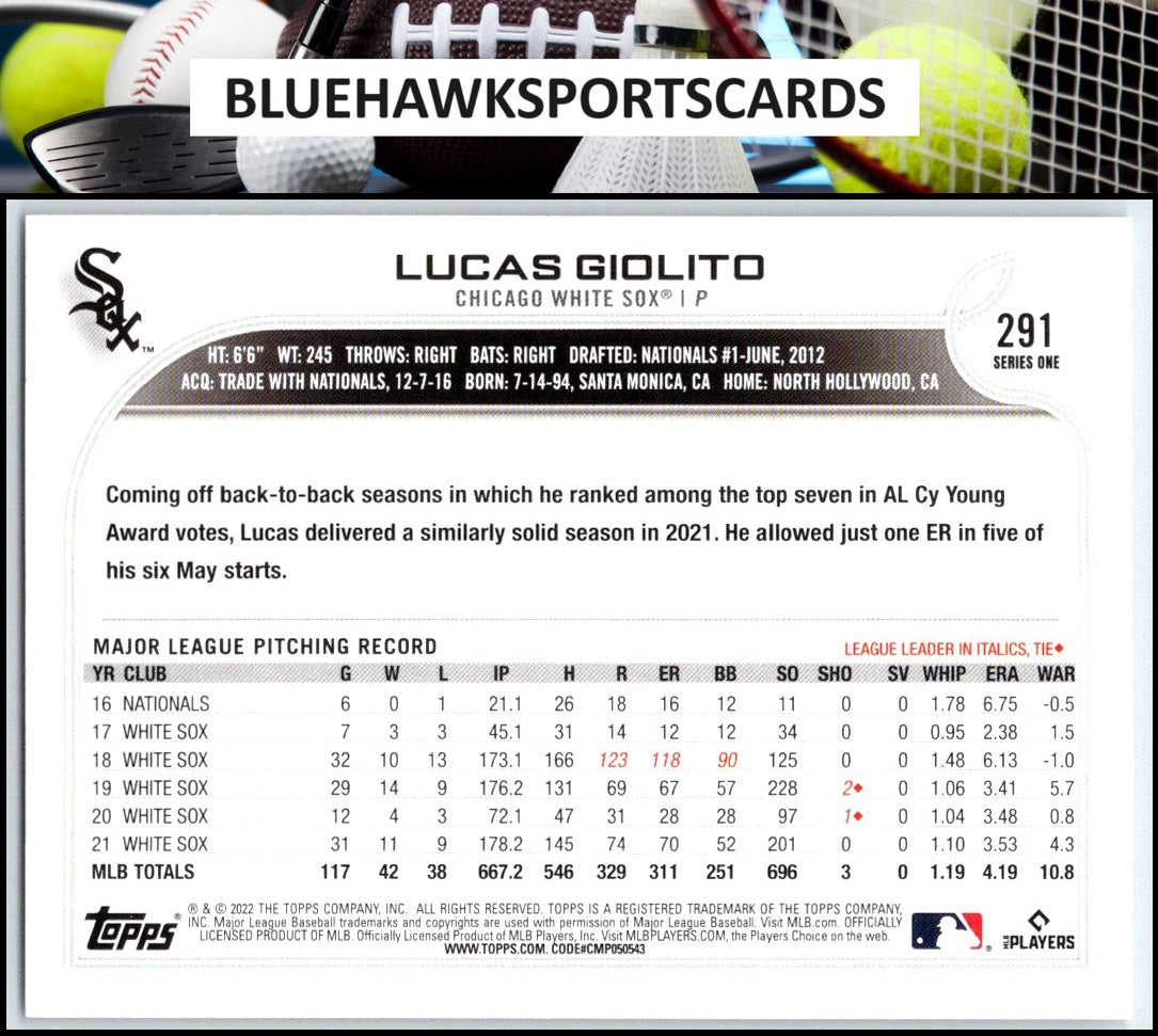2022 Topps #291 Lucas Giolito