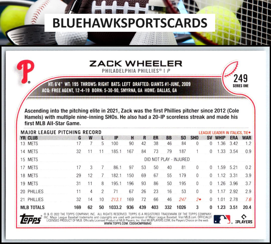 2022 Topps #249 Zack Wheeler