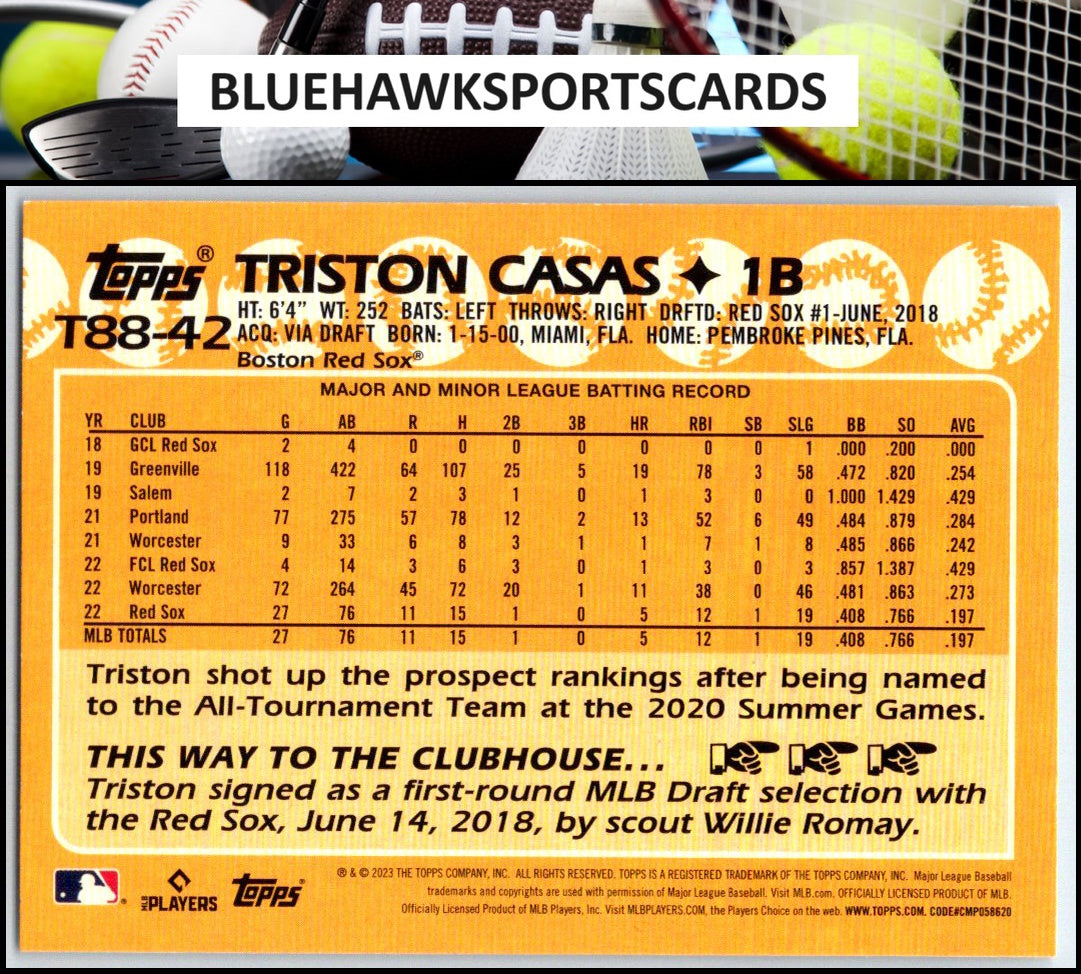 2023 Topps #T88-42 Triston Casas 1988 Baseball 35th Anniversary (Series One)