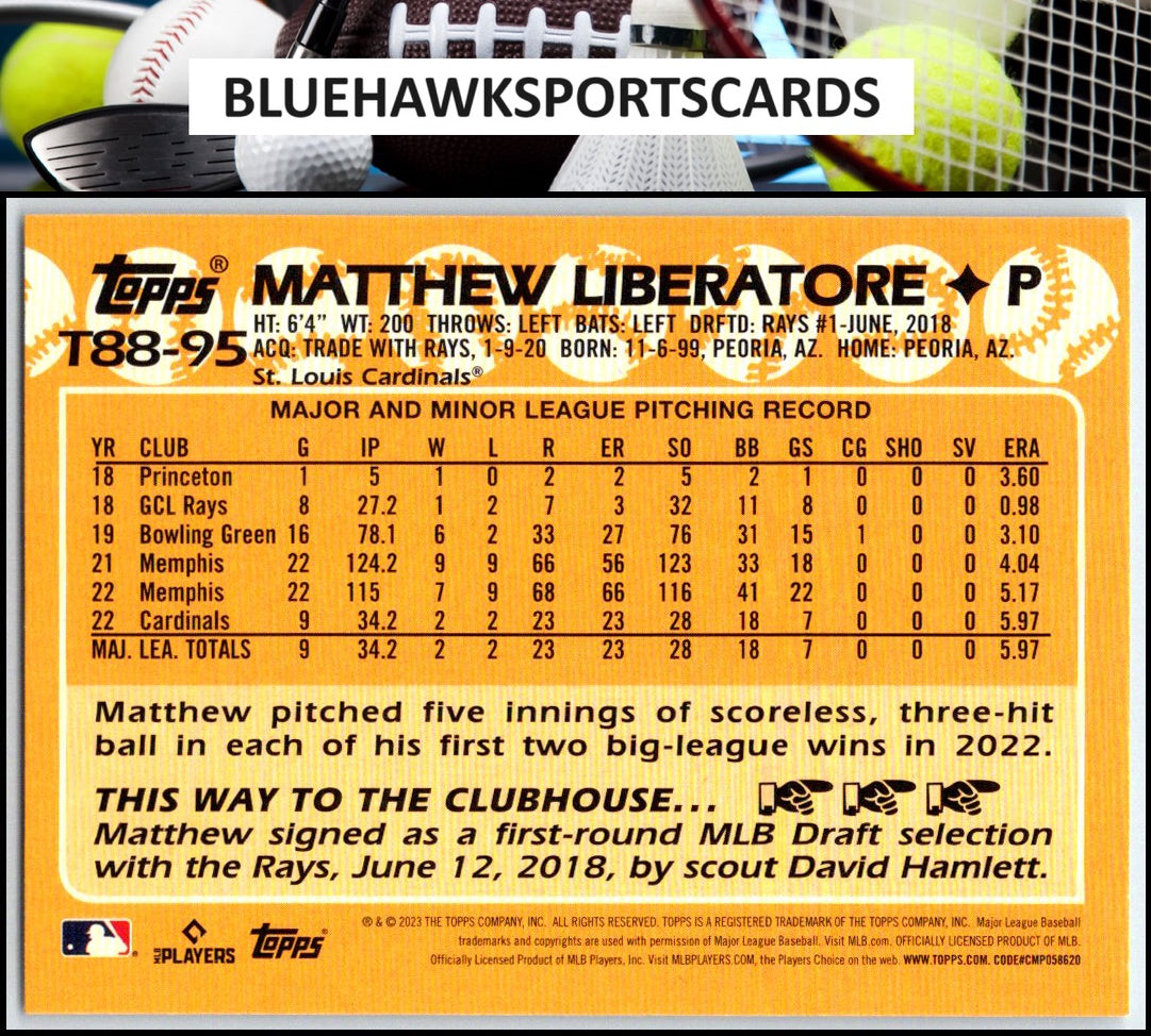 2023 Topps #T88-95 Matthew Liberatore 1988 Baseball 35th Anniversary Series One