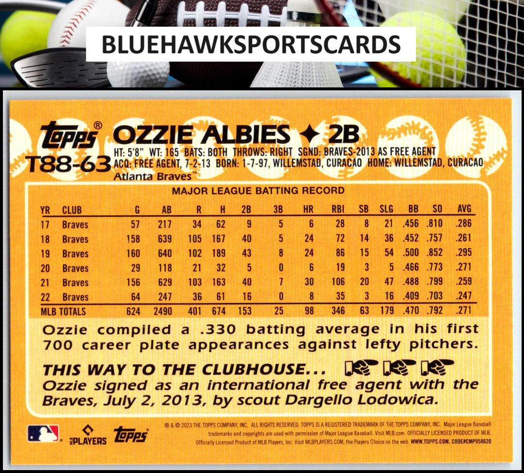 2023 Topps #T88-63 Ozzie Albies 1988 Baseball 35th Anniversary (Series One)