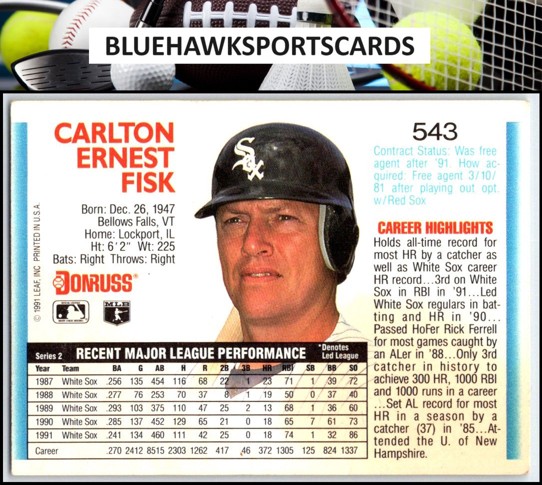 1992 Donruss #543 Carlton Fisk