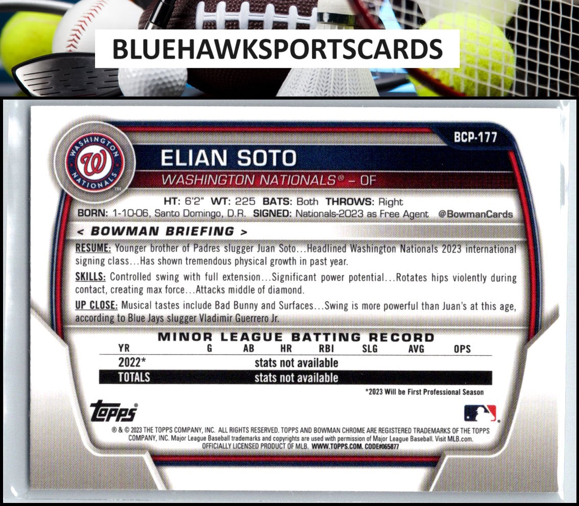2023 Bowman Chrome #BCP-177 Elian Soto Prospects