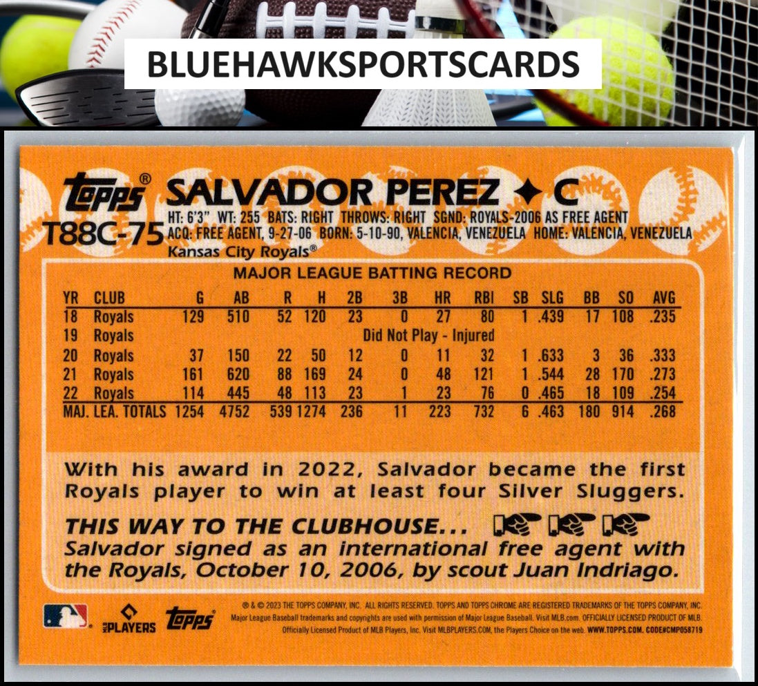 2023 Topps #T88C-75 Salvador Perez 1988 35th Anniversary Chrome (Series One)