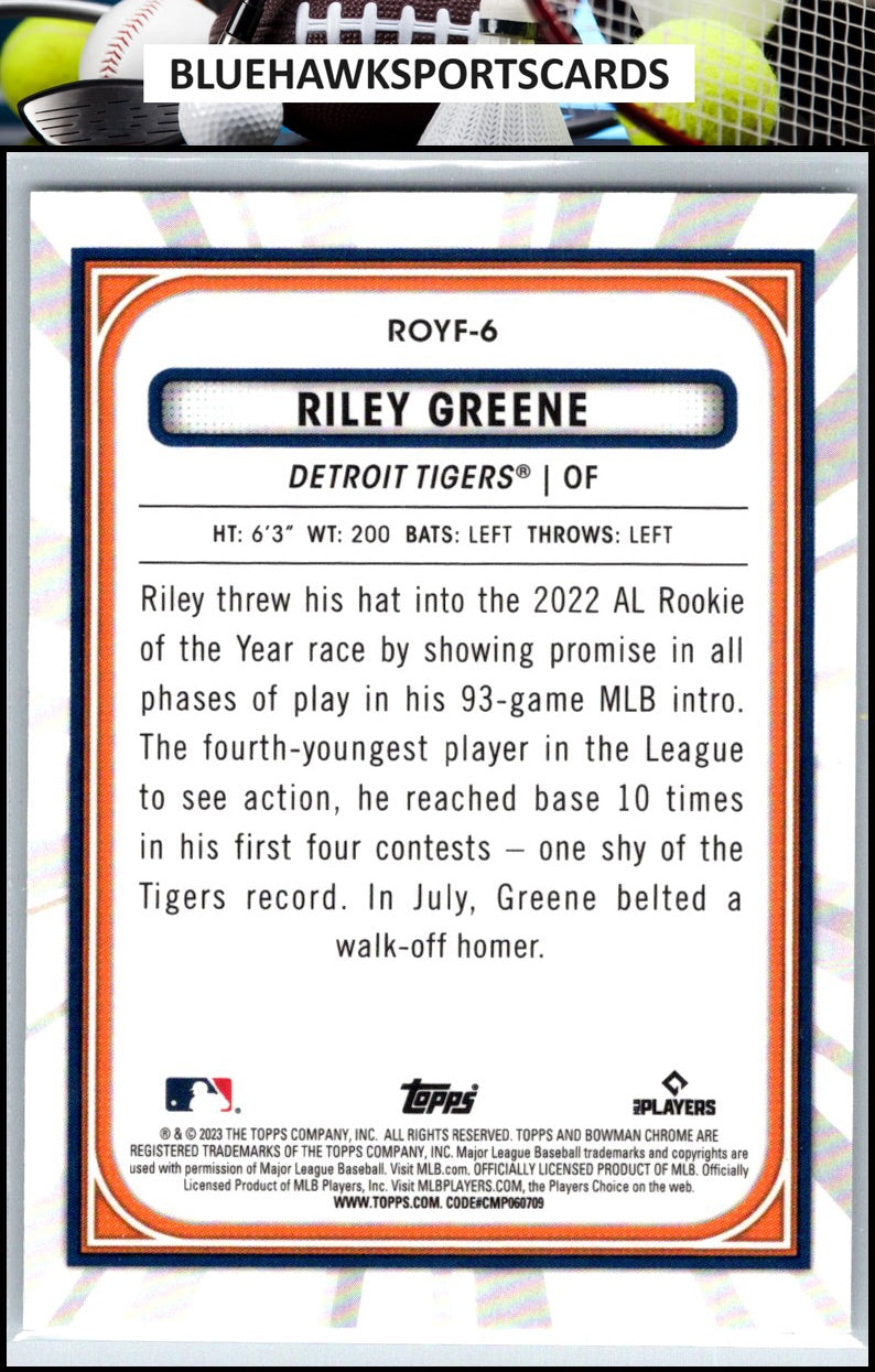 2023 Bowman #ROYF-6 Riley Greene Rookie of the Year Favorites